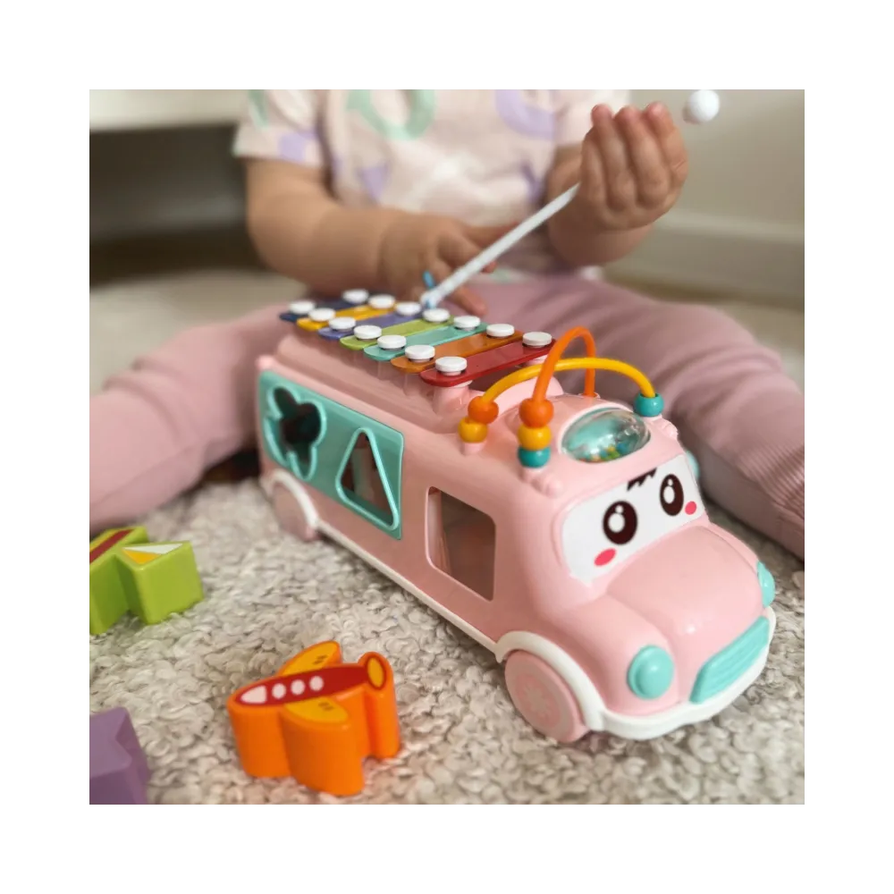 WOOPIE BABY Samochodzik Muzyczny Sorter z Cymbałkami Różowy