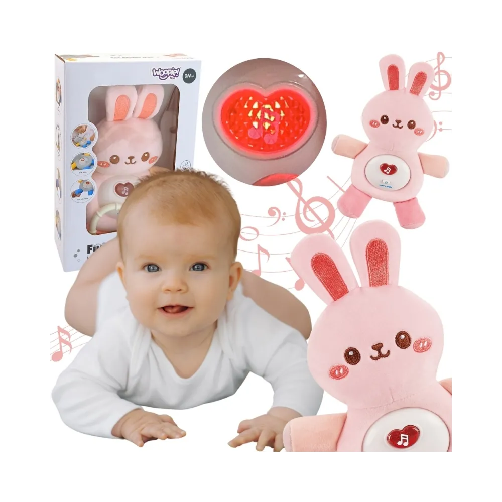 WOOPIE BABY Interaktywny Pluszak Przytulanka dla Niemowląt Światło Dźwięk Króliczek Usypiacz Różowy