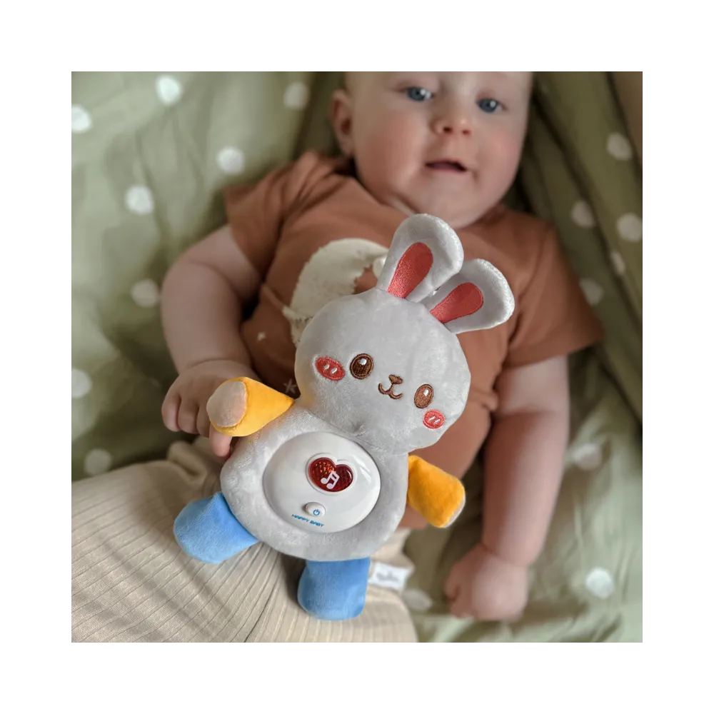 WOOPIE BABY Interaktywny Pluszak Przytulanka dla Niemowląt Światło Dźwięk Króliczek Usypiacz Różowy