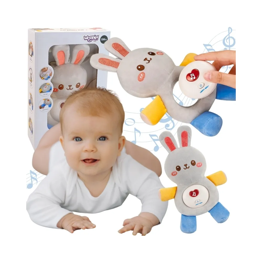 WOOPIE BABY Interaktywny Pluszak Przytulanka dla Niemowląt Światło Dźwięk Króliczek Usypiacz Niebieski