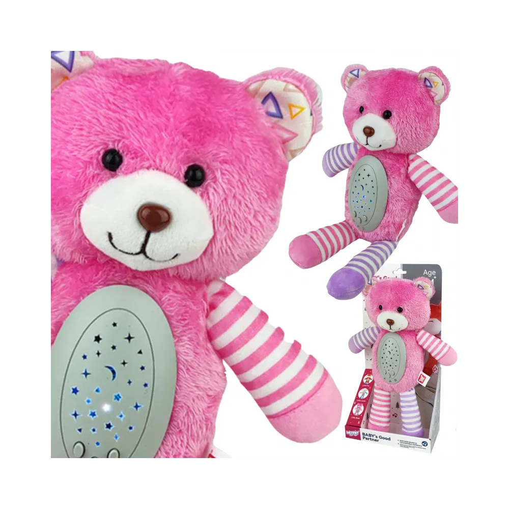 WOOPIE BABY Przytulanka Usypiacz Projektor 2w1 Różowy Miś - 10 Kołysanek