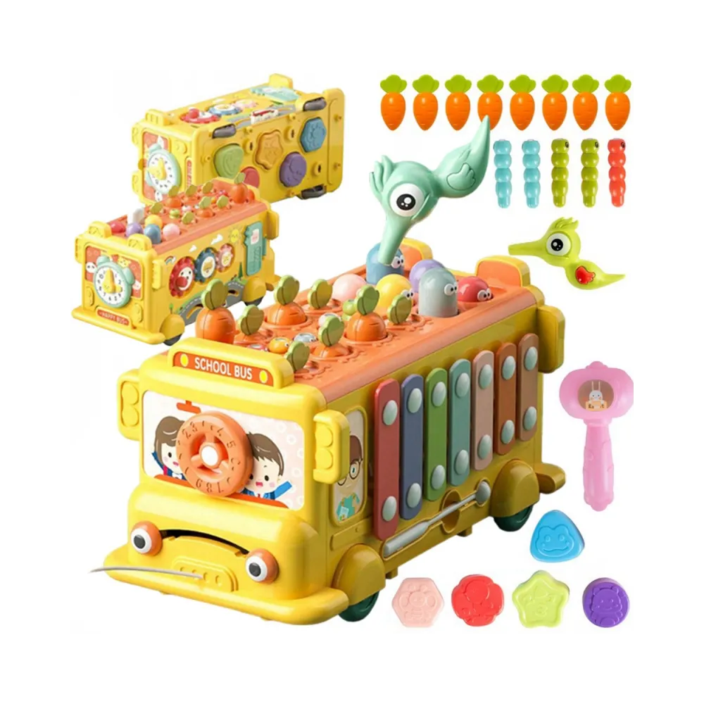 WOOPIE BABY Interaktywny Autobus Montessori Edukacyjny 6w1 Młoteczek Cymbałki +18 m