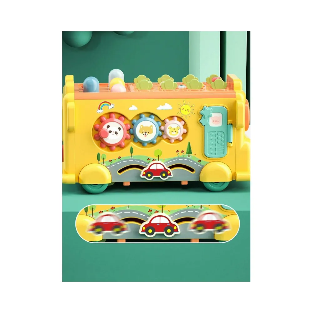 WOOPIE BABY Interaktywny Autobus Montessori Edukacyjny 6w1 Młoteczek Cymbałki +18 m