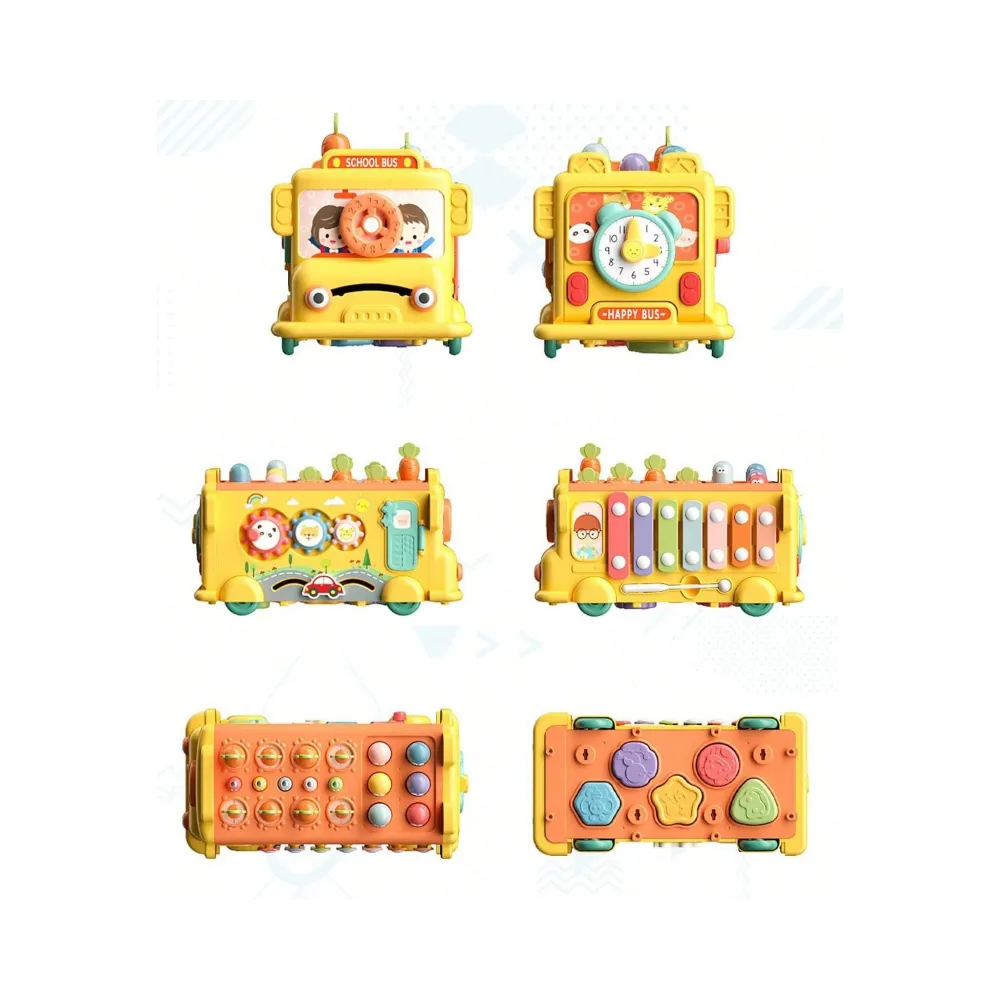 WOOPIE BABY Interaktywny Autobus Montessori Edukacyjny 6w1 Młoteczek Cymbałki +18 m