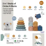 WOOPIE BABY Miękkie Gumowe Klocki Sensoryczne Zestaw 3w1 Miś