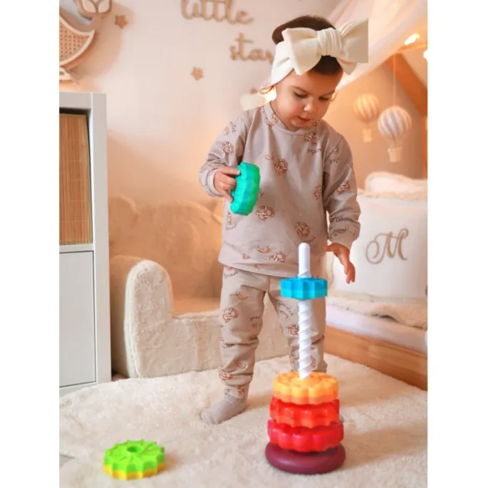 Kolorowe krążki do składania na drążku