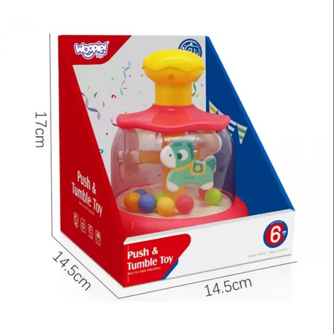 Radosne kolorowe koniki na karuzeli dla maluchów