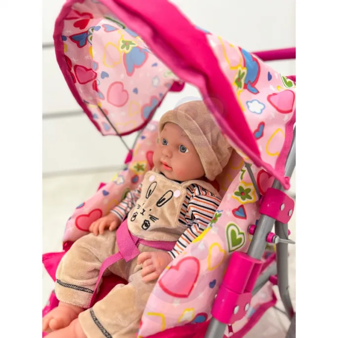 Praktyczny wózek dla lalek z koszykiem