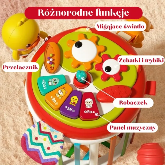 Kostka edukacyjna z klockami i lusterkiem dla maluchów