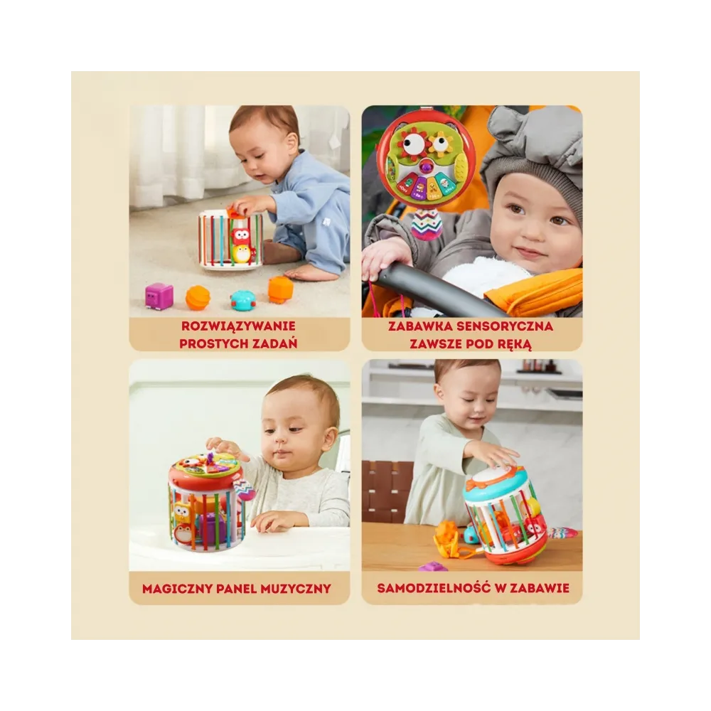WOOPIE BABY Walec Kostka Sensoryczna Interaktywny Bębenek
