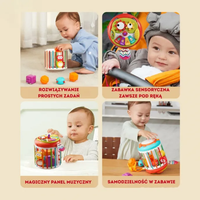 Wielofunkcyjny bębenek sensoryczny dla dzieci od 18 miesiąca