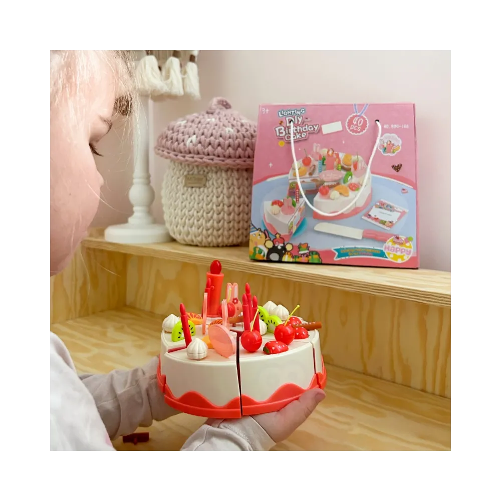 WOOPIE Tort Urodzinowy do Krojenia na Rzepy Świeczki Owoce 40 el.