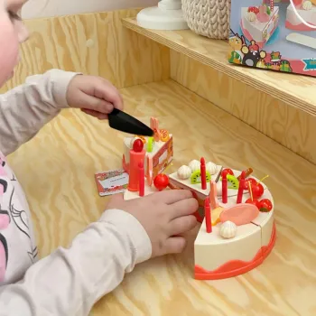 WOOPIE Tort Urodzinowy do Krojenia na Rzepy Świeczki Owoce 40 el.