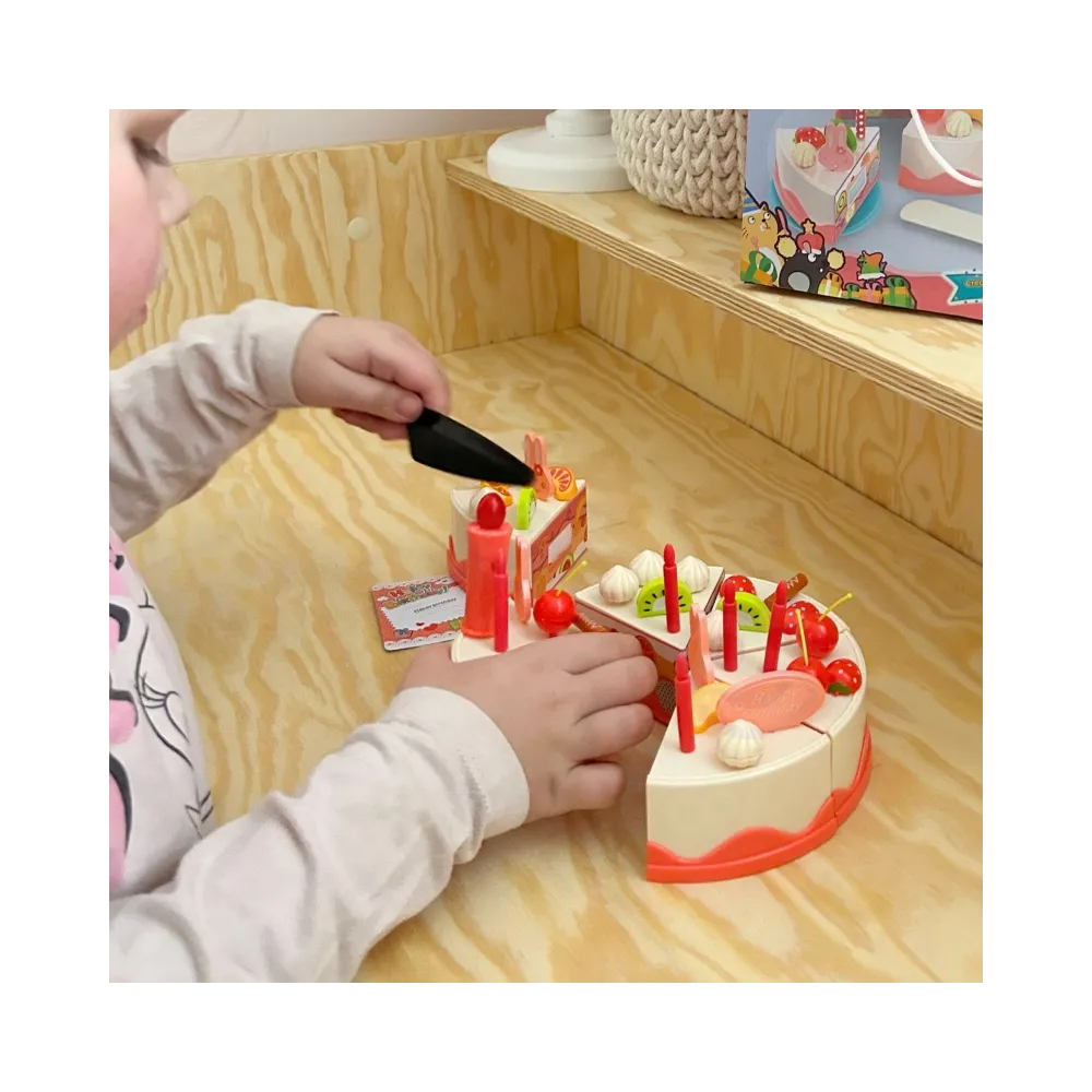 WOOPIE Tort Urodzinowy do Krojenia na Rzepy Świeczki Owoce 40 el.