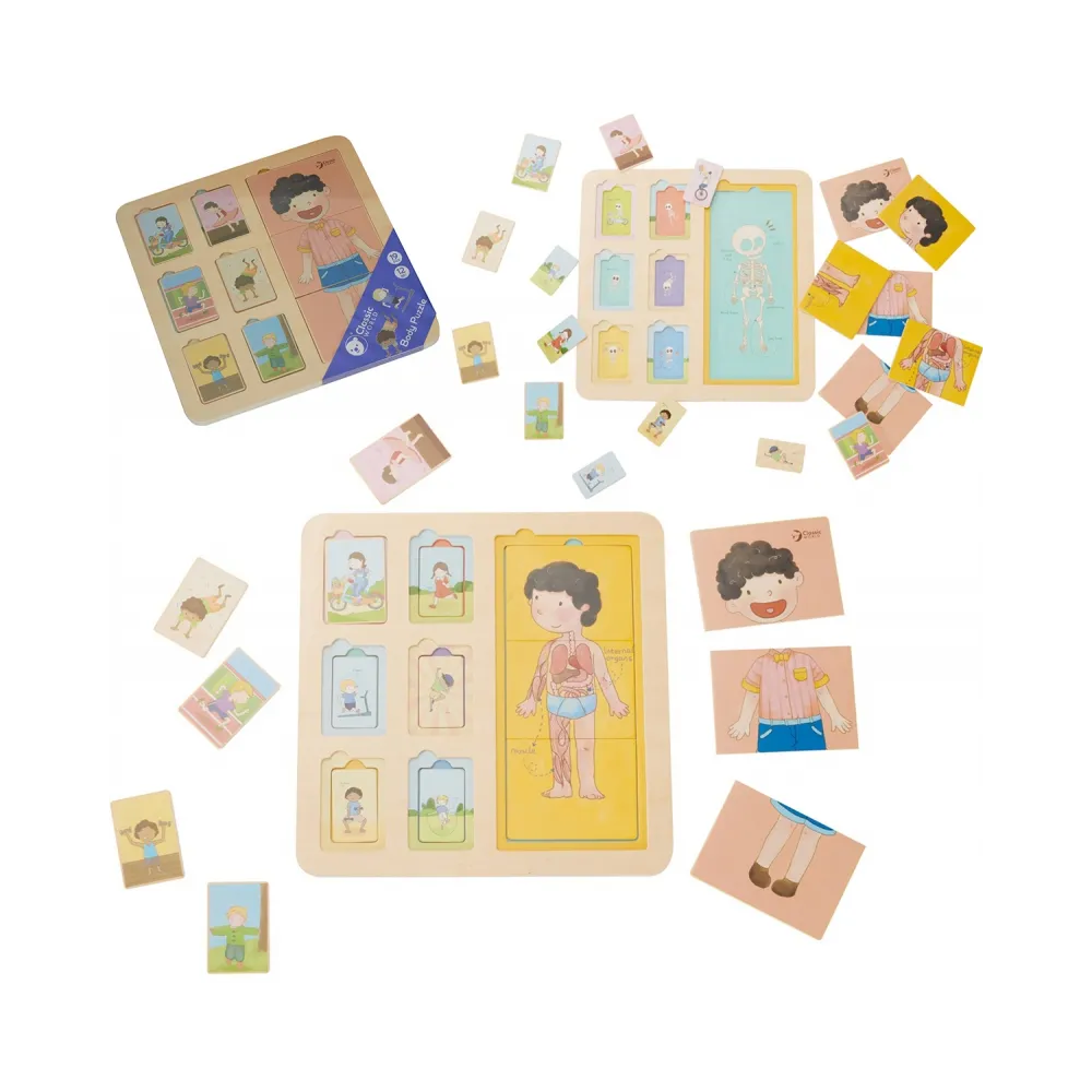 CLASSIC WORLD Tablica Edukacyjna Ciało Ludzkie Układanka Klocki Puzzle dla Dzieci Dopasuj MONTESSORI 19 el.