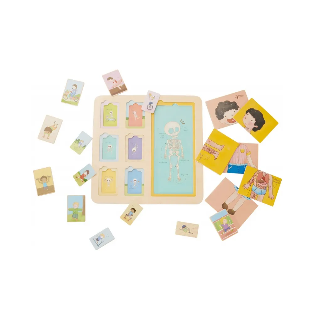 CLASSIC WORLD Tablica Edukacyjna Ciało Ludzkie Układanka Klocki Puzzle dla Dzieci Dopasuj MONTESSORI 19 el.