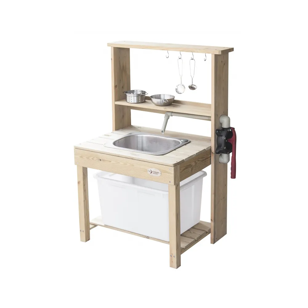 CLASSIC WORLD EDU Duży Drewniany Zlew Kuchnia Prawdziwa Woda