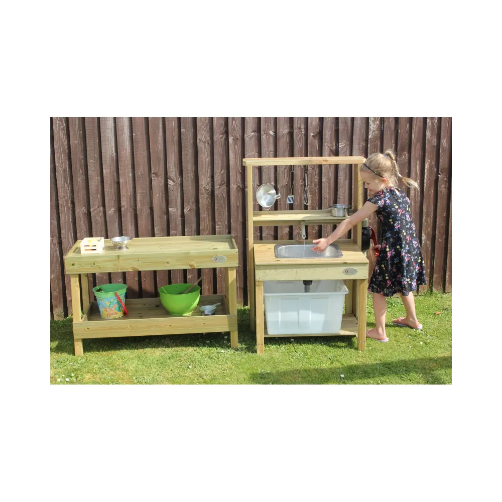 CLASSIC WORLD EDU Duży Drewniany Zlew Kuchnia Prawdziwa Woda