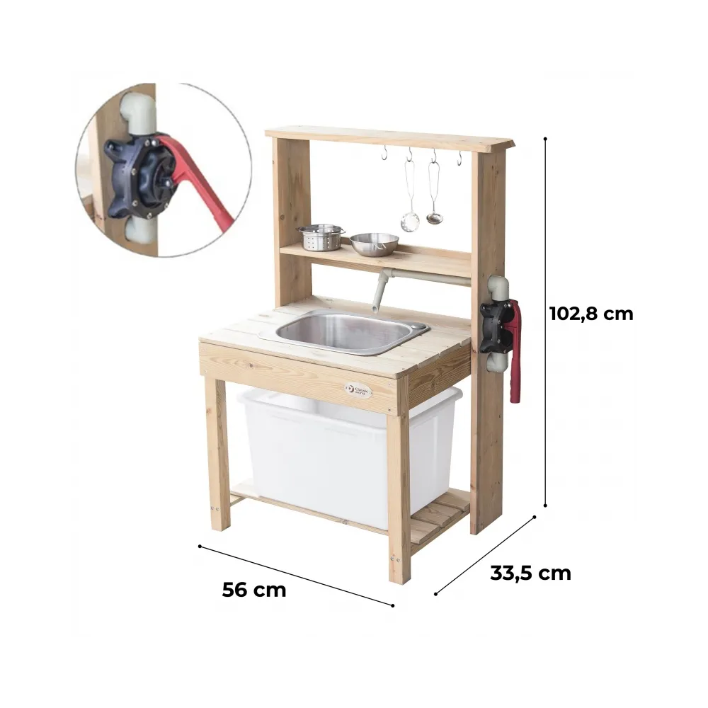CLASSIC WORLD EDU Duży Drewniany Zlew Kuchnia Prawdziwa Woda
