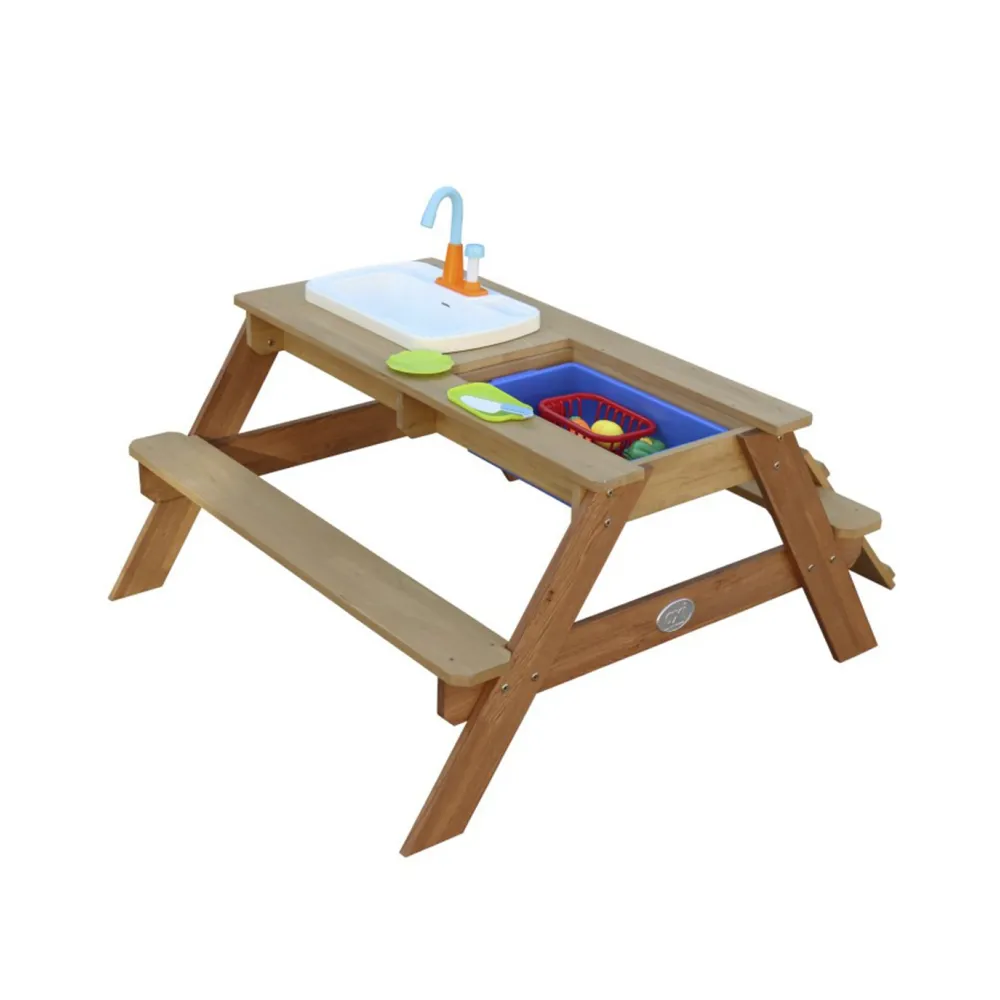 AXI Stół Piknikowy Emily z Ławką i Umywalką na Baterie oraz Pojemnikami na Wodę/Piasek