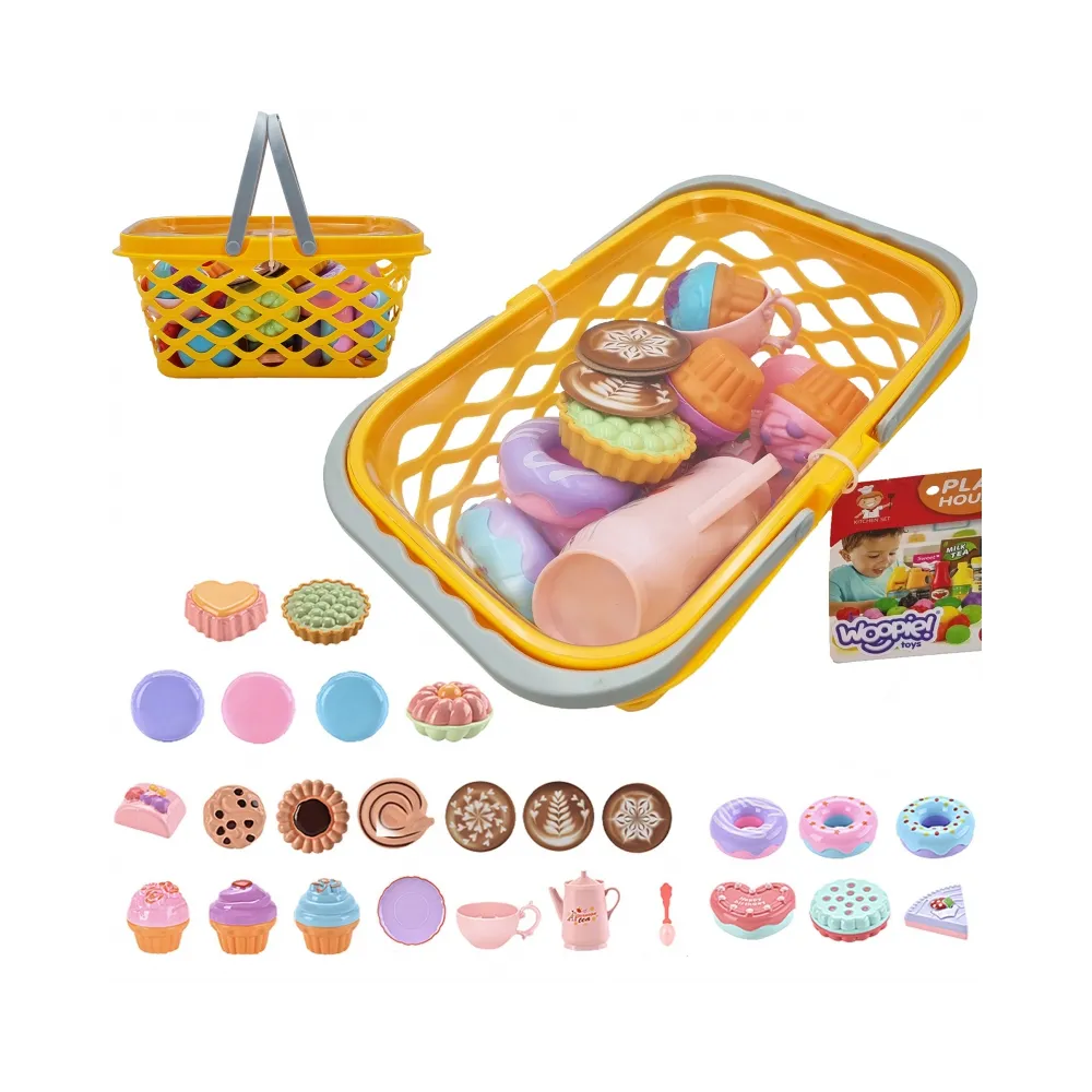 WOOPIE Koszyk na Zakupy z Zestawem do Herbaty i Słodyczami 26 el.