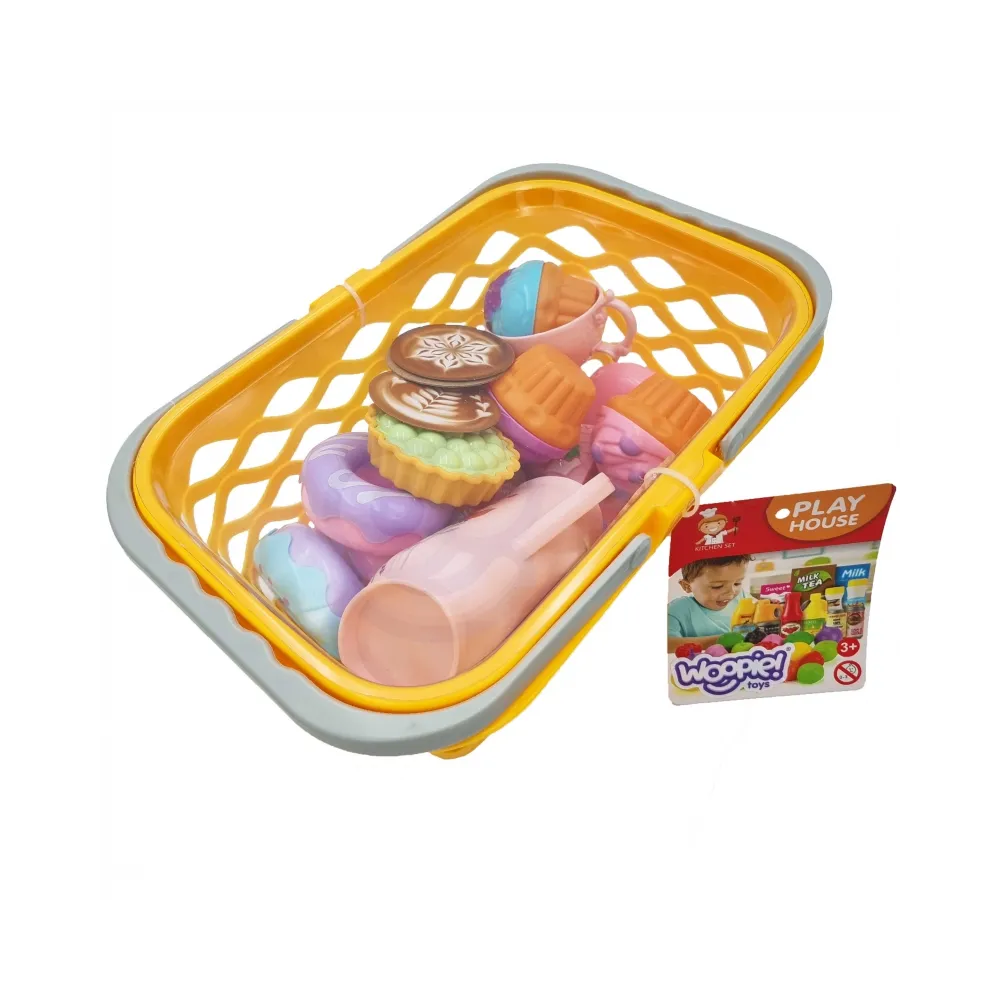 WOOPIE Koszyk na Zakupy z Zestawem do Herbaty i Słodyczami 26 el.