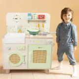 CLASSIC WORLD Drewniana Kuchnia XXL Wielofunkcyjna z Pralką i Akcesoriami