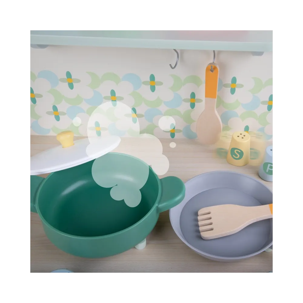 CLASSIC WORLD Drewniana Kuchnia XXL Wielofunkcyjna z Pralką i Akcesoriami