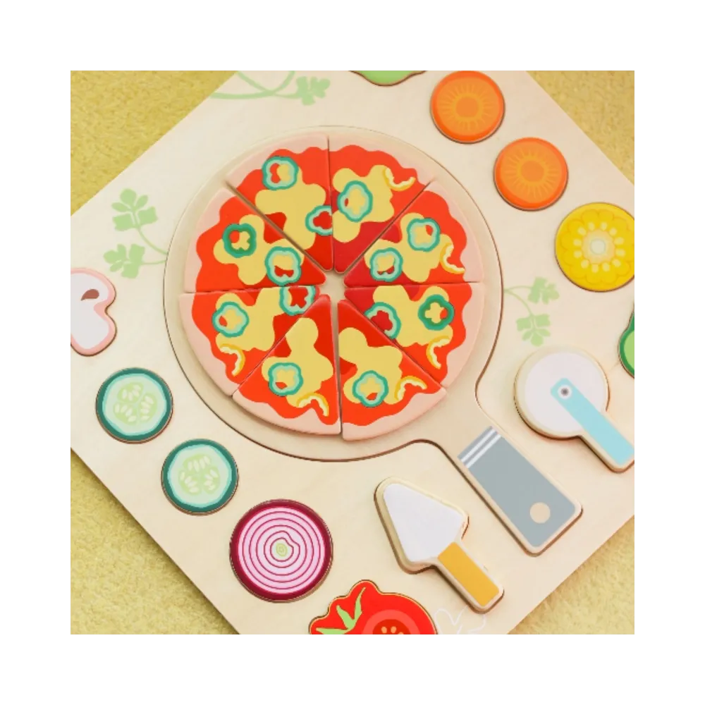 CLASSIC WORLD Drewniana Pizza do Krojenia Układanka Warzywa 22 el.