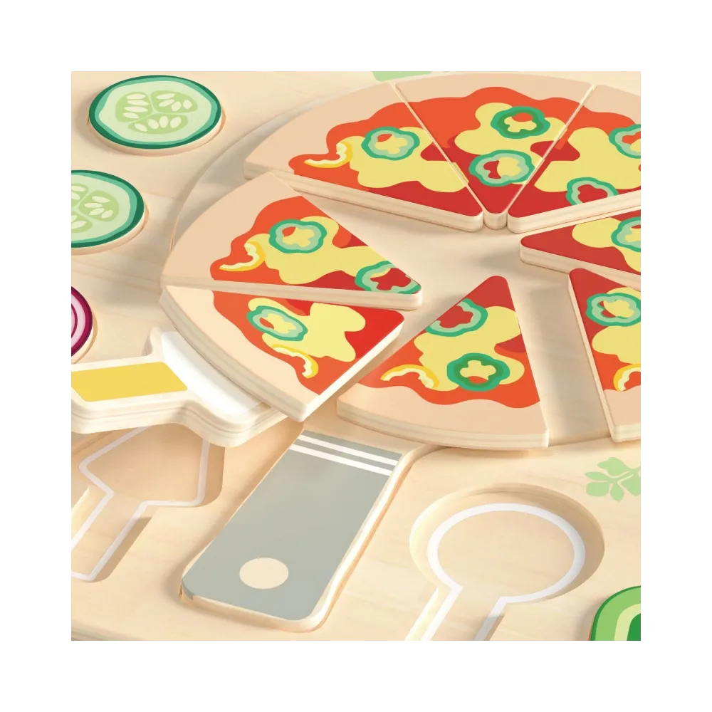 CLASSIC WORLD Drewniana Pizza do Krojenia Układanka Warzywa 22 el.