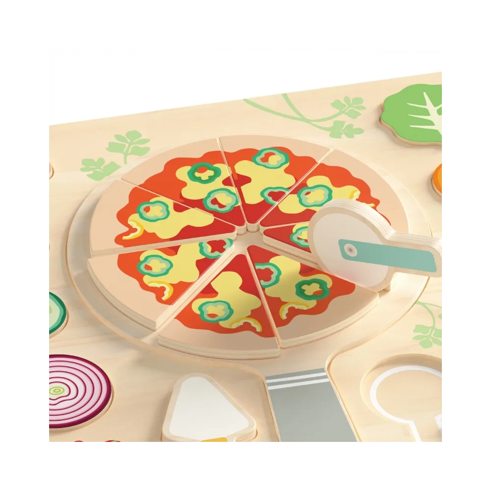 CLASSIC WORLD Drewniana Pizza do Krojenia Układanka Warzywa 22 el.