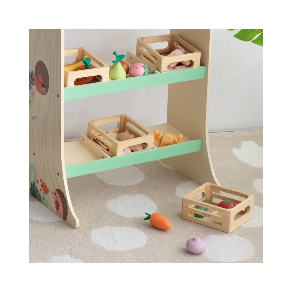 CLASSIC WORLD Zestaw Drewnianych Warzyw w Koszyku 6 el.