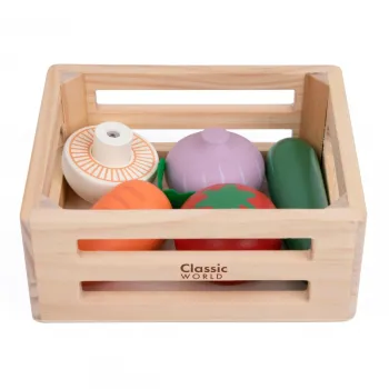 CLASSIC WORLD Zestaw Drewnianych Warzyw w Koszyku 6 el.