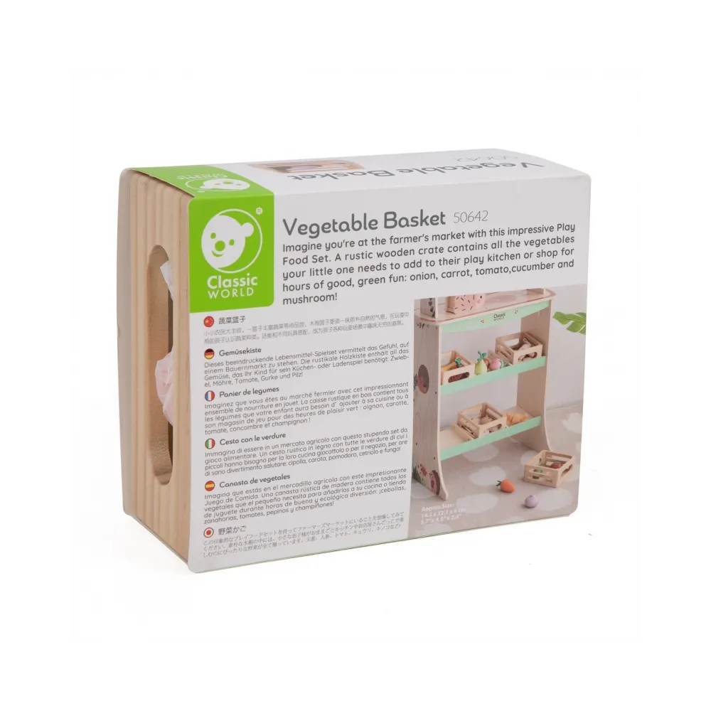 CLASSIC WORLD Zestaw Drewnianych Warzyw w Koszyku 6 el.