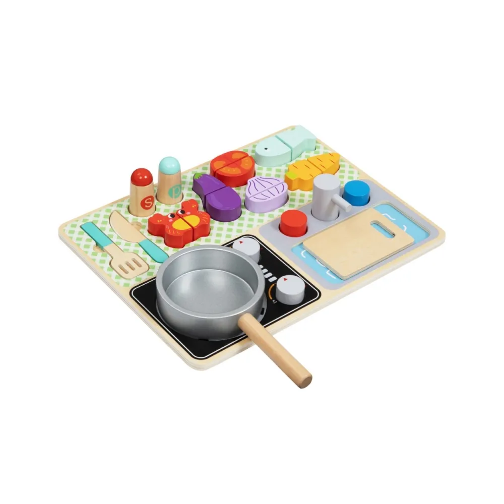 TOOKY TOY Drewniana Kuchnia z Akcesoriami - Zestaw Małego Kucharza