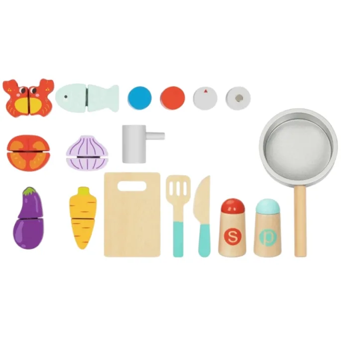 Drewniany zestaw kuchenny z akcesoriami