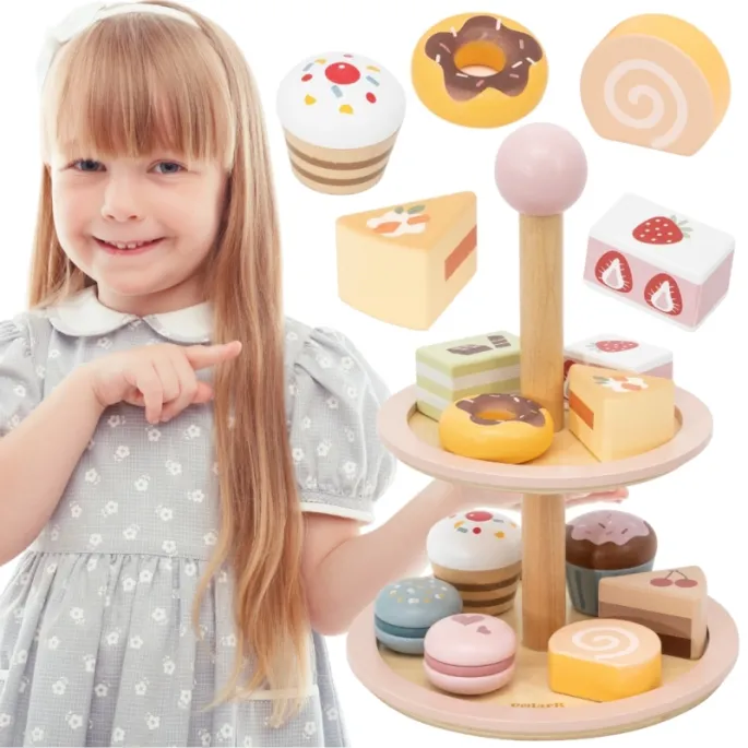 Zestaw do zabawy w kawiarenkę z kolorowymi ciasteczkami