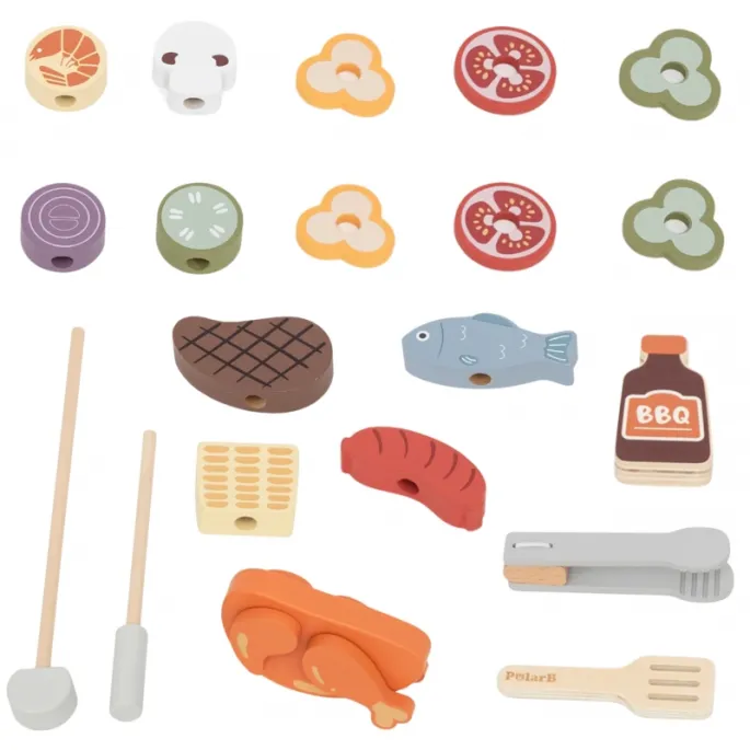 Drewniane szaszłyki i akcesoria do zabawy w grillowanie