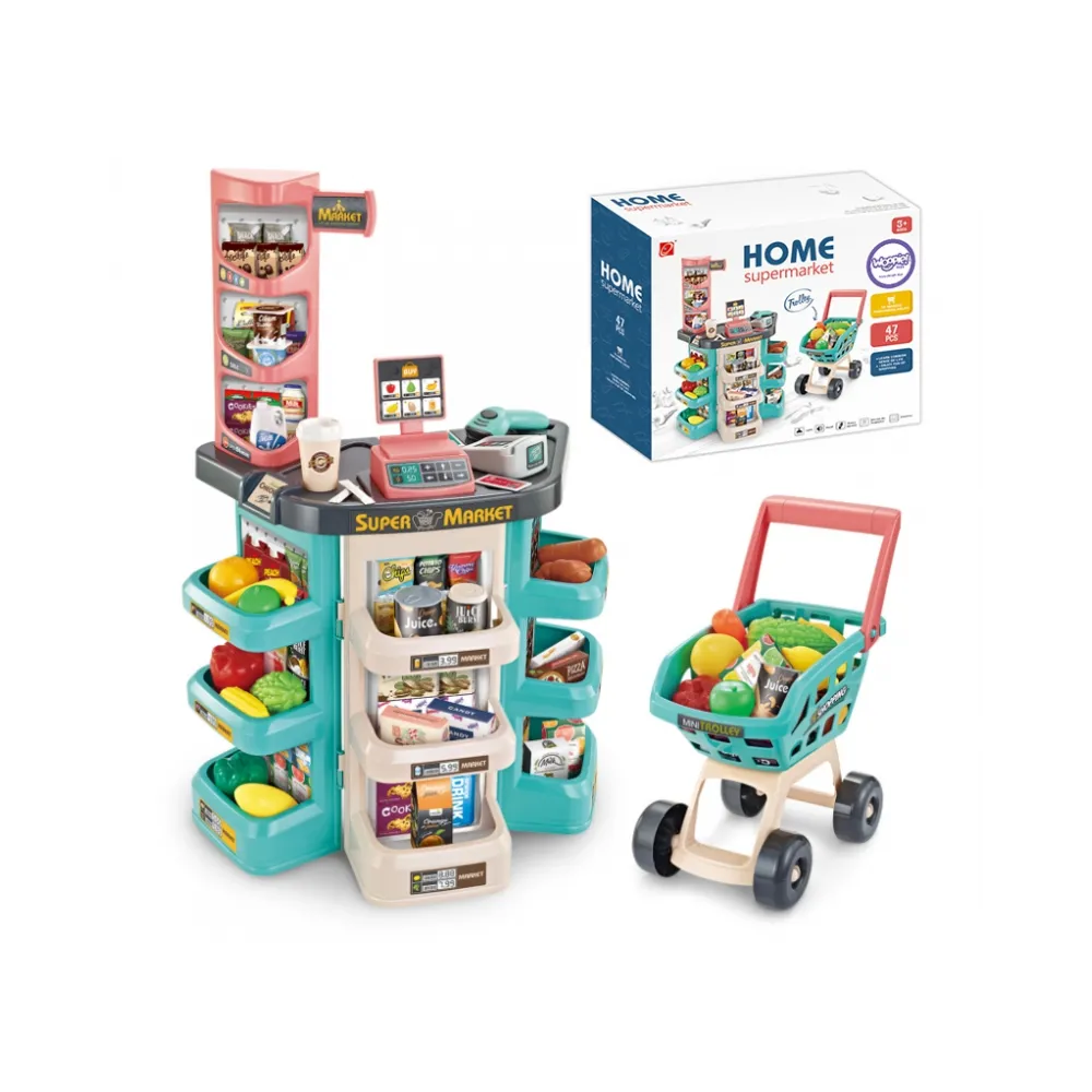 WOOPIE Sklep Supermarket i Wózek Koszyk Sklepowy Kasa Waga Skaner 47 akc