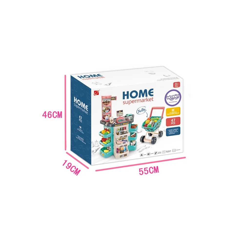 WOOPIE Sklep Supermarket i Wózek Koszyk Sklepowy Kasa Waga Skaner 47 akc