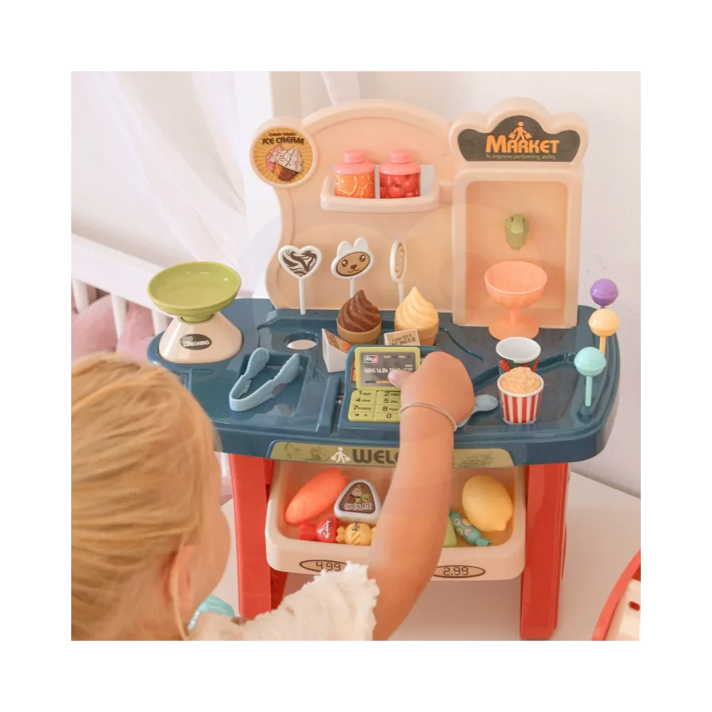 WOOPIE Sklep Supermarket Wózek na Zakupy Lody Słodycze + 40 Akc.