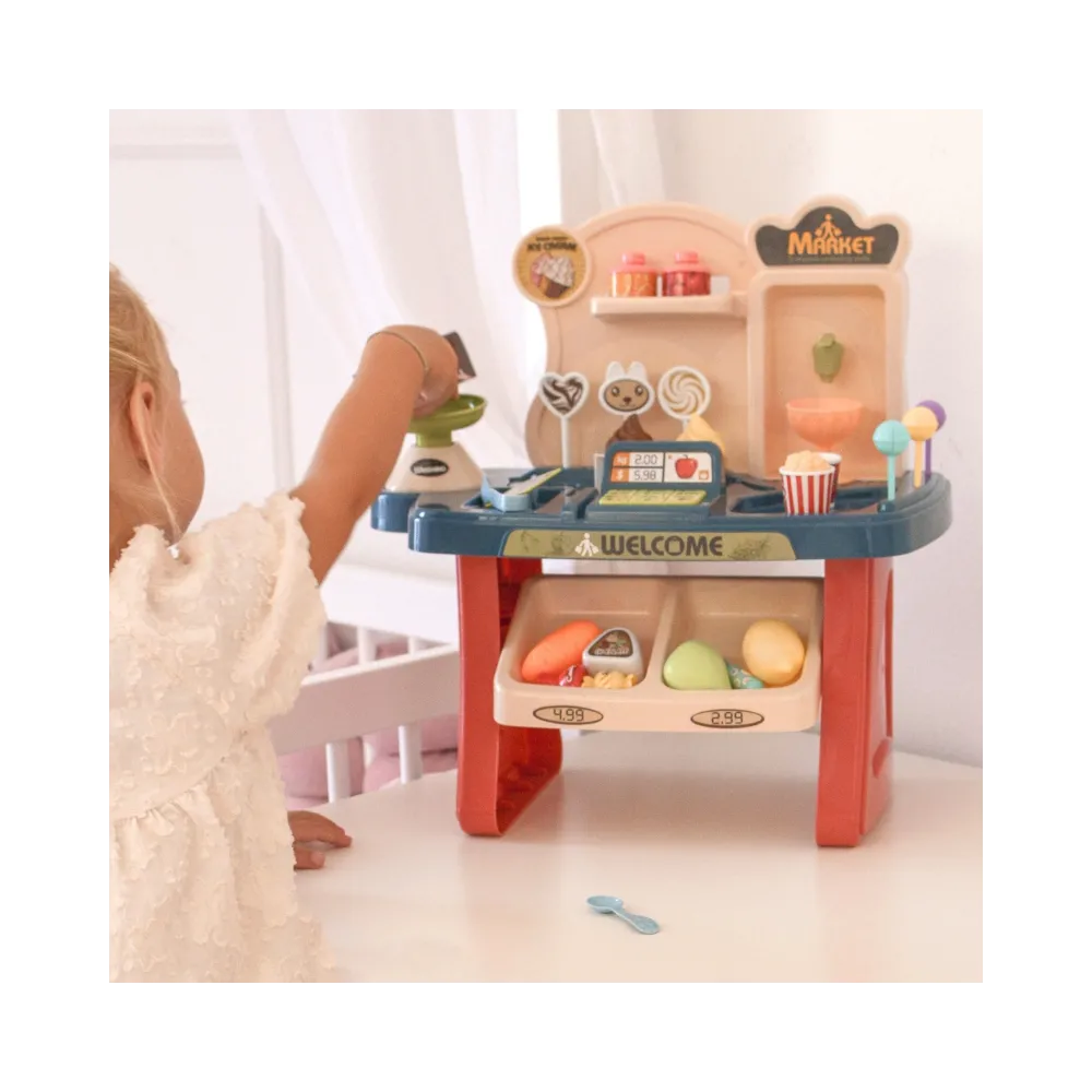 WOOPIE Sklep Supermarket Wózek na Zakupy Lody Słodycze + 40 Akc.