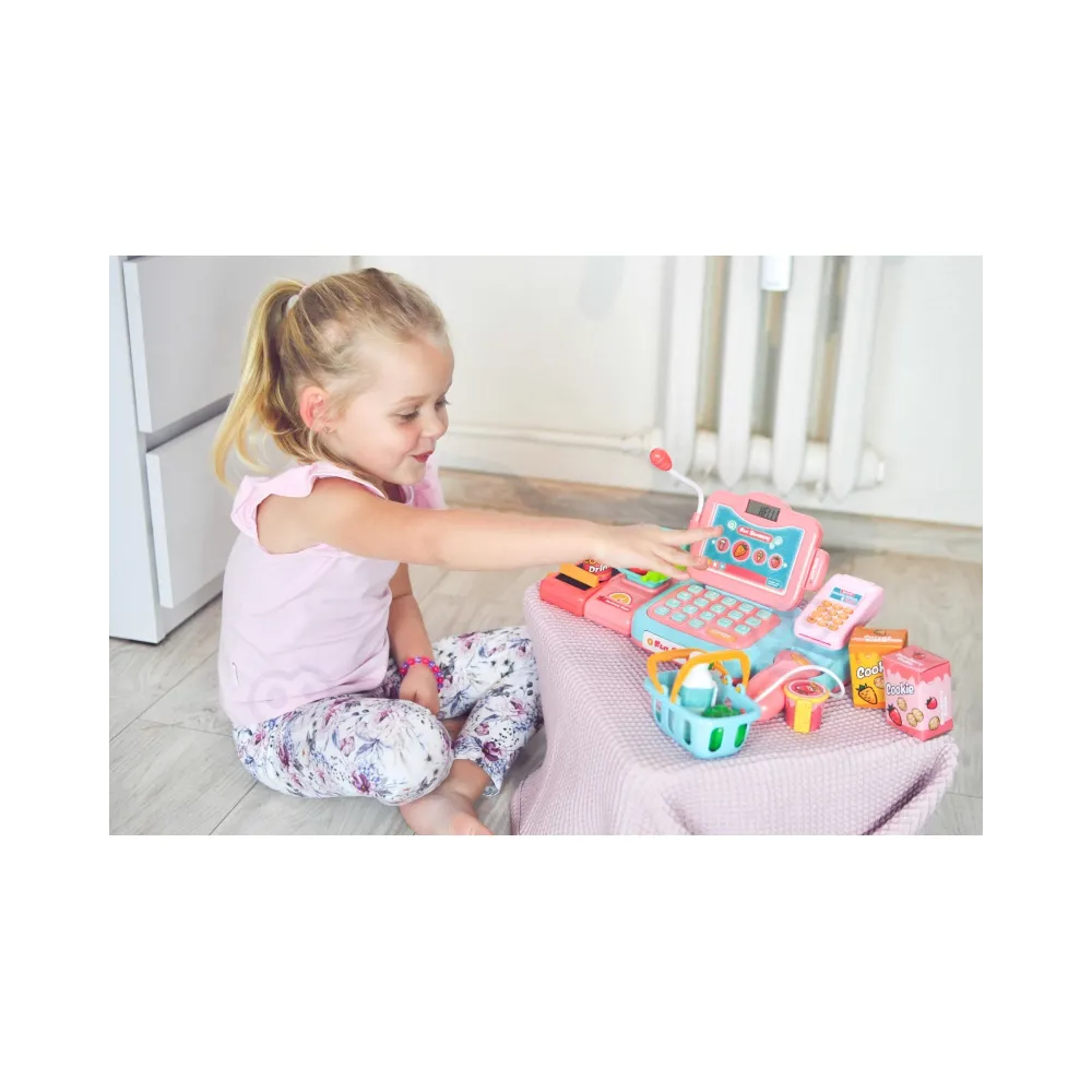 WOOPIE Kasa Sklepowa Dla Dzieci Skaner Waga Mikrofon + 24 Akc.