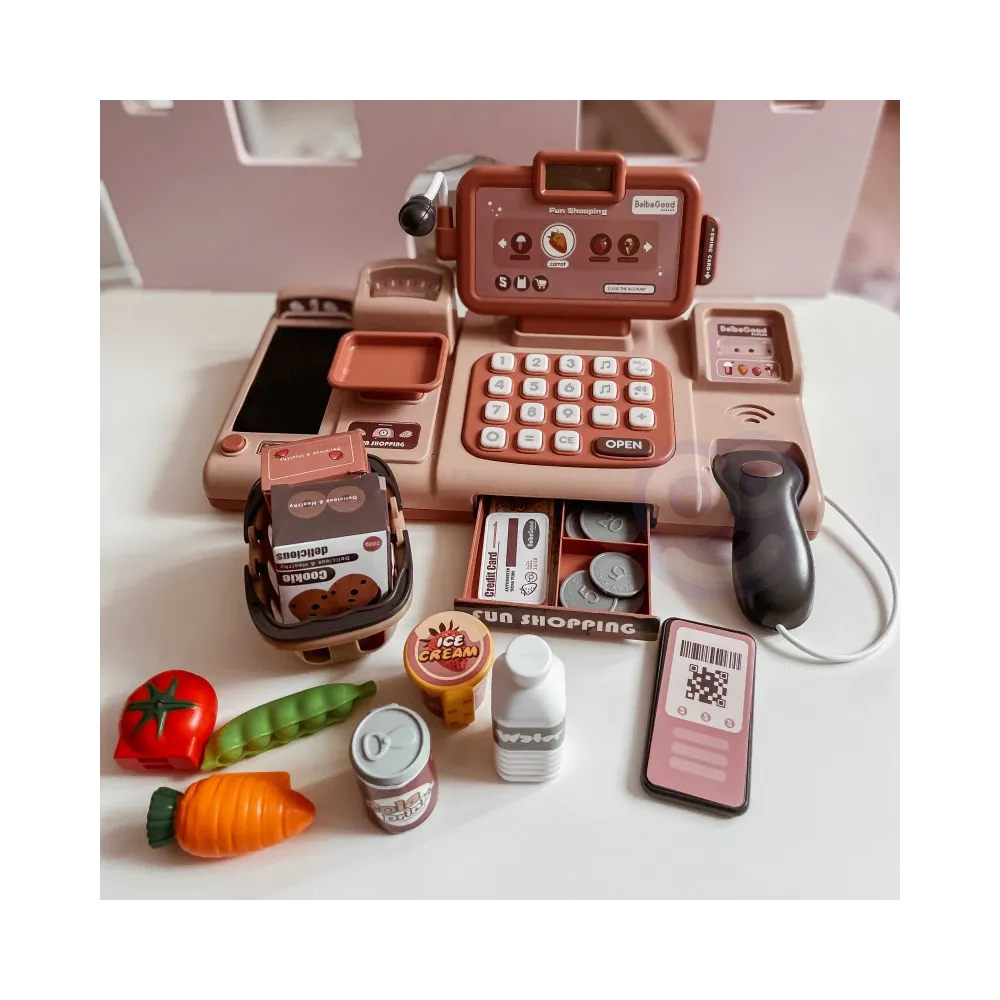 WOOPIE Kasa Sklepowa Dla Dzieci Skaner Waga Mikrofon + 25 Akc.