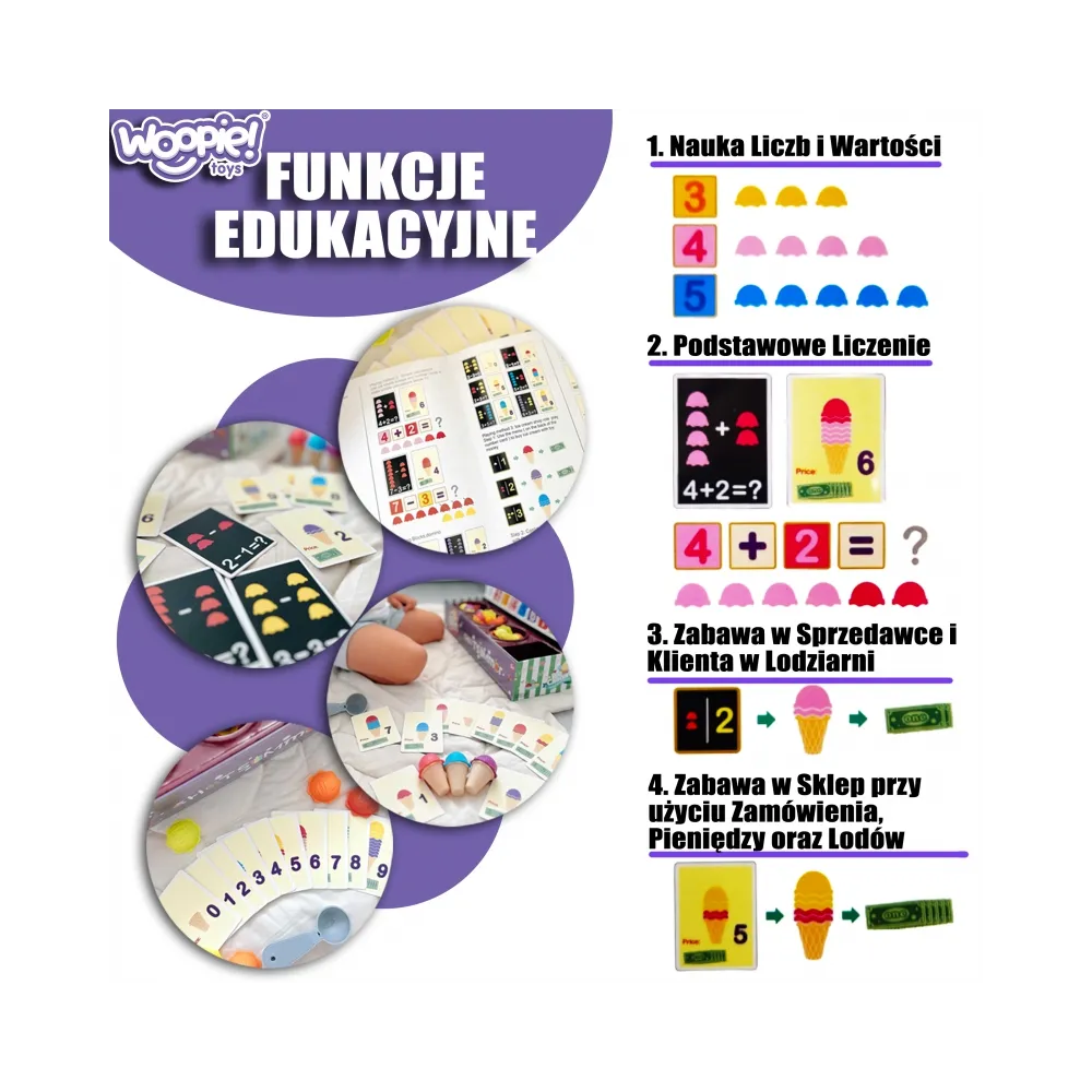 WOOPIE Edukacyjna Lodziarnia XXL Restauracja Sklep + Nauka Liczenia 87 el.