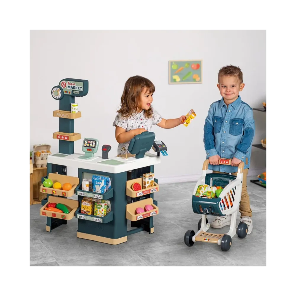 SMOBY Sklep Supermarket z Wózkiem Kasą i Elektronicznym Skanerem
