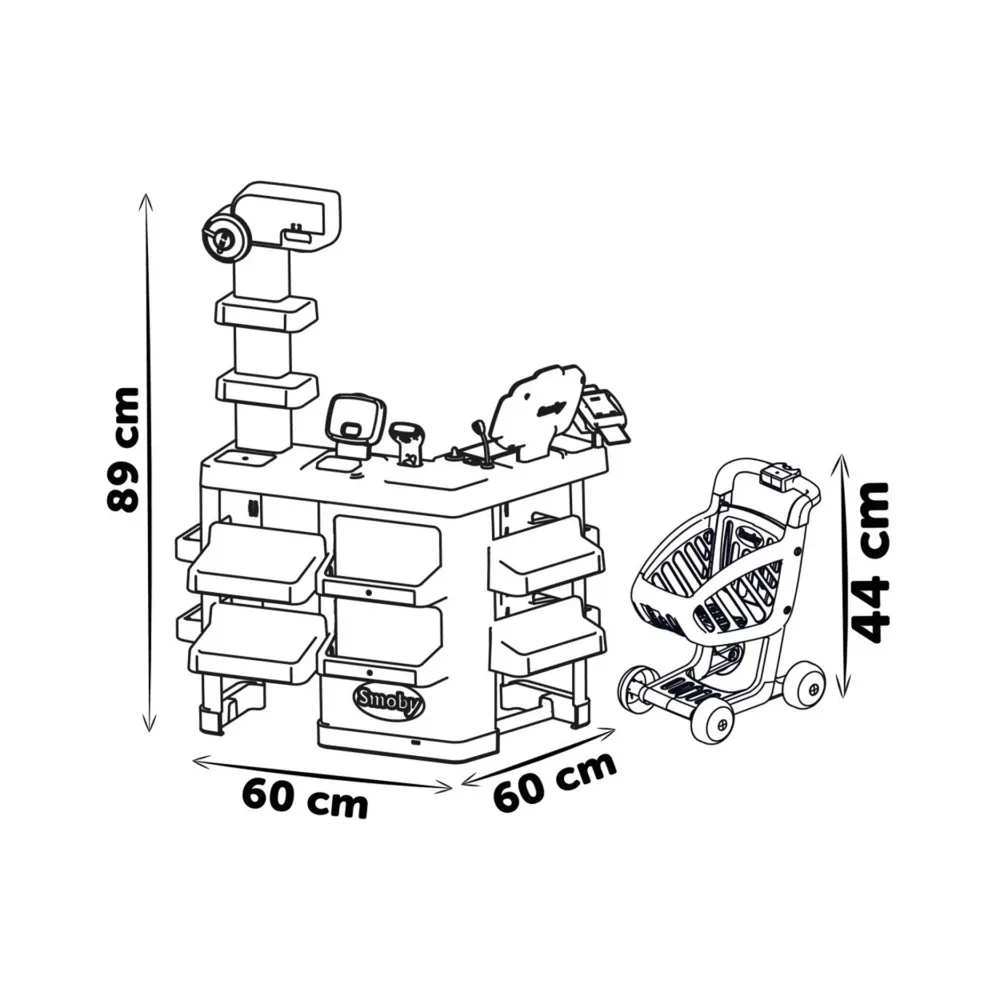 SMOBY Sklep Supermarket z Wózkiem Kasą i Elektronicznym Skanerem