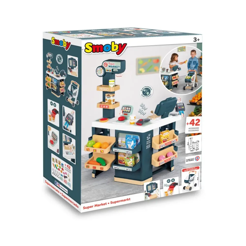 SMOBY Sklep Supermarket z Wózkiem Kasą i Elektronicznym Skanerem