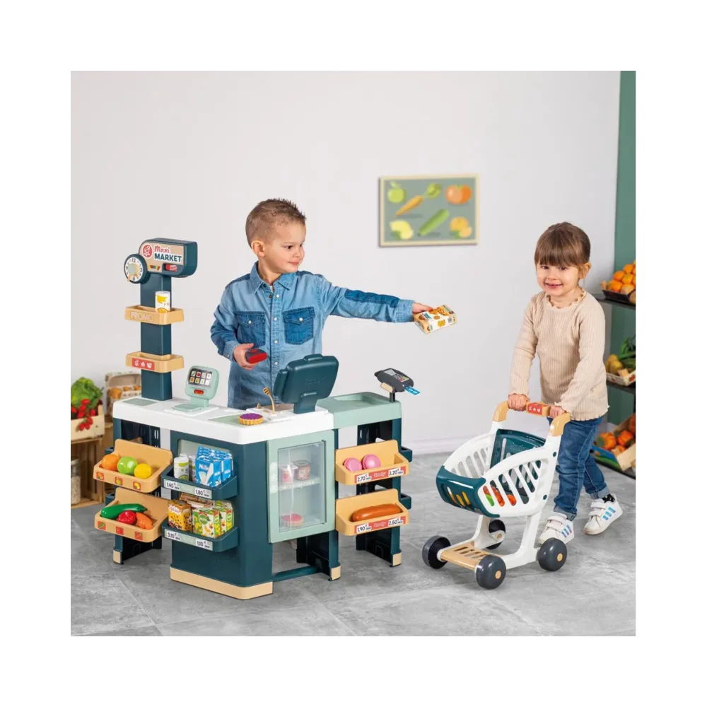 SMOBY Maximarket Wózek Elektroniczną Kasą ze Skanerem Waga i Lodówka