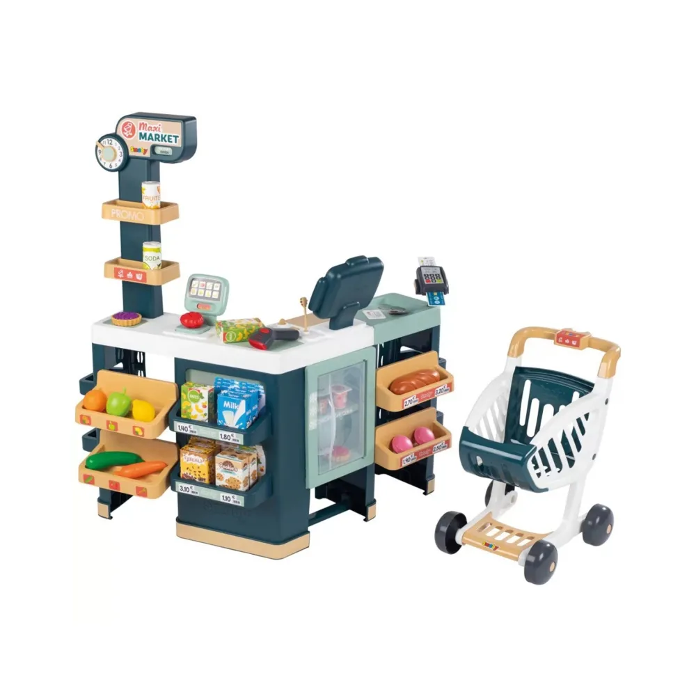 SMOBY Maximarket Wózek Elektroniczną Kasą ze Skanerem Waga i Lodówka